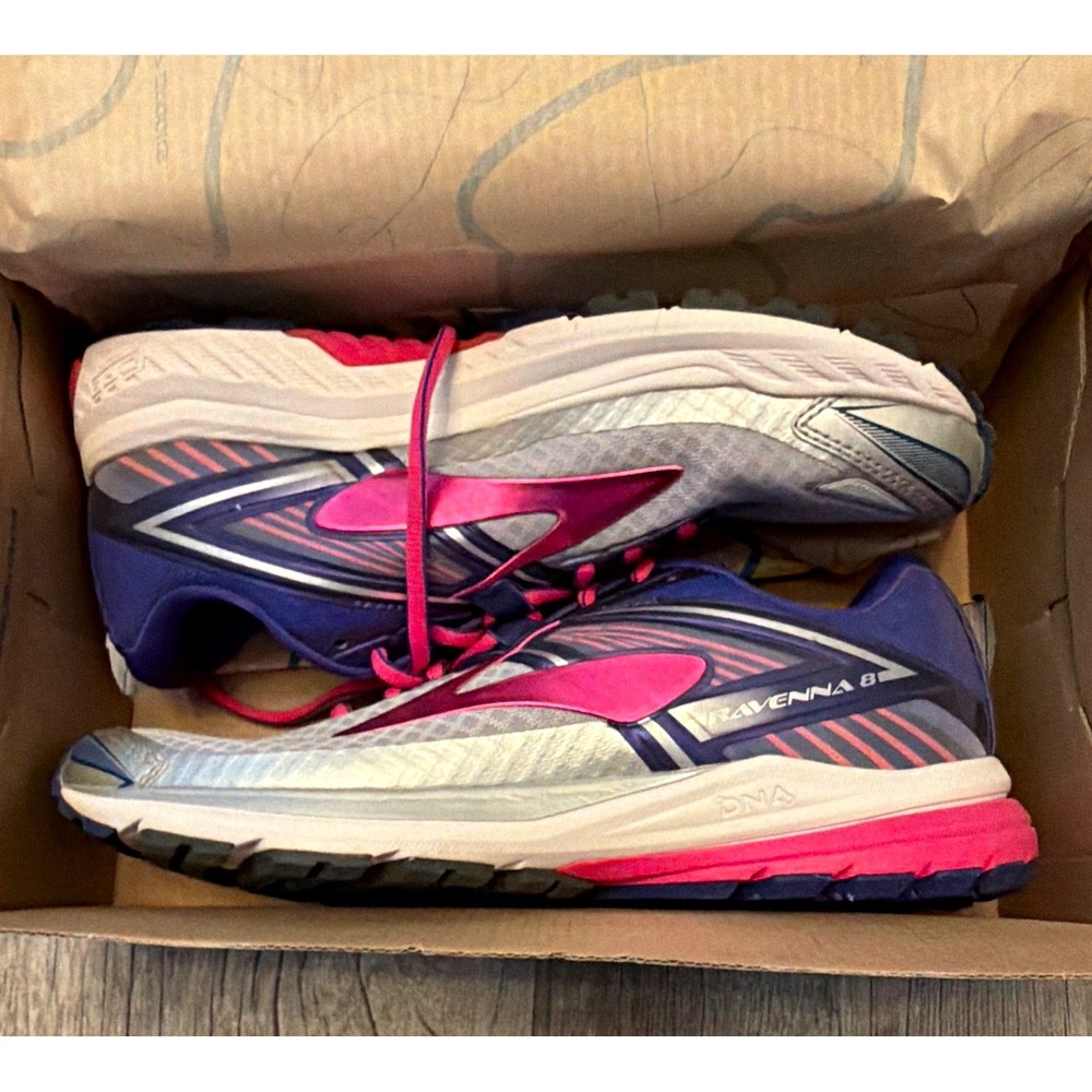 Brooks Ravenna 8 Women's Running Shoes Mesh Lace-Up Silver/Blue/Pink 120238
